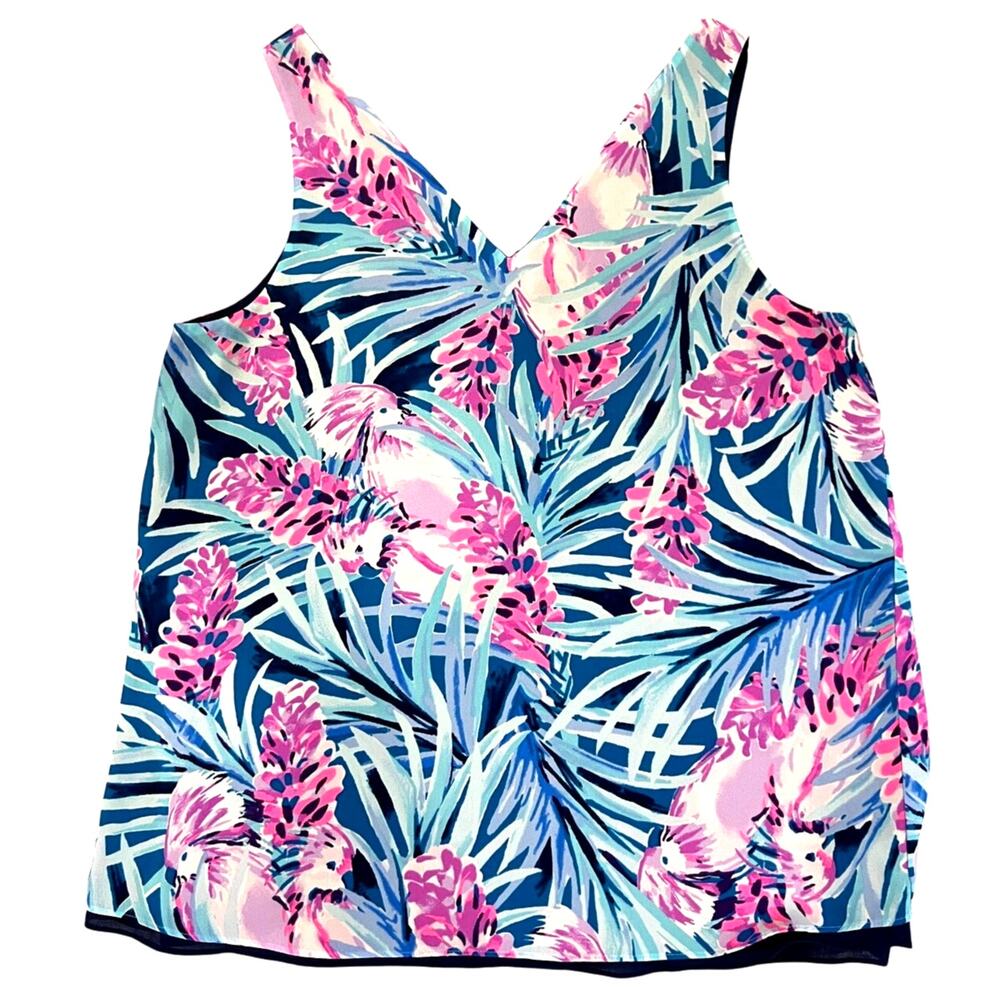 Lilly Pulitzer Floral and Navy Reversible Blouse